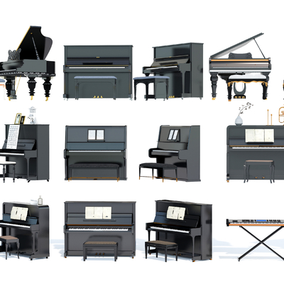  现代钢琴电子琴乐器su模型 