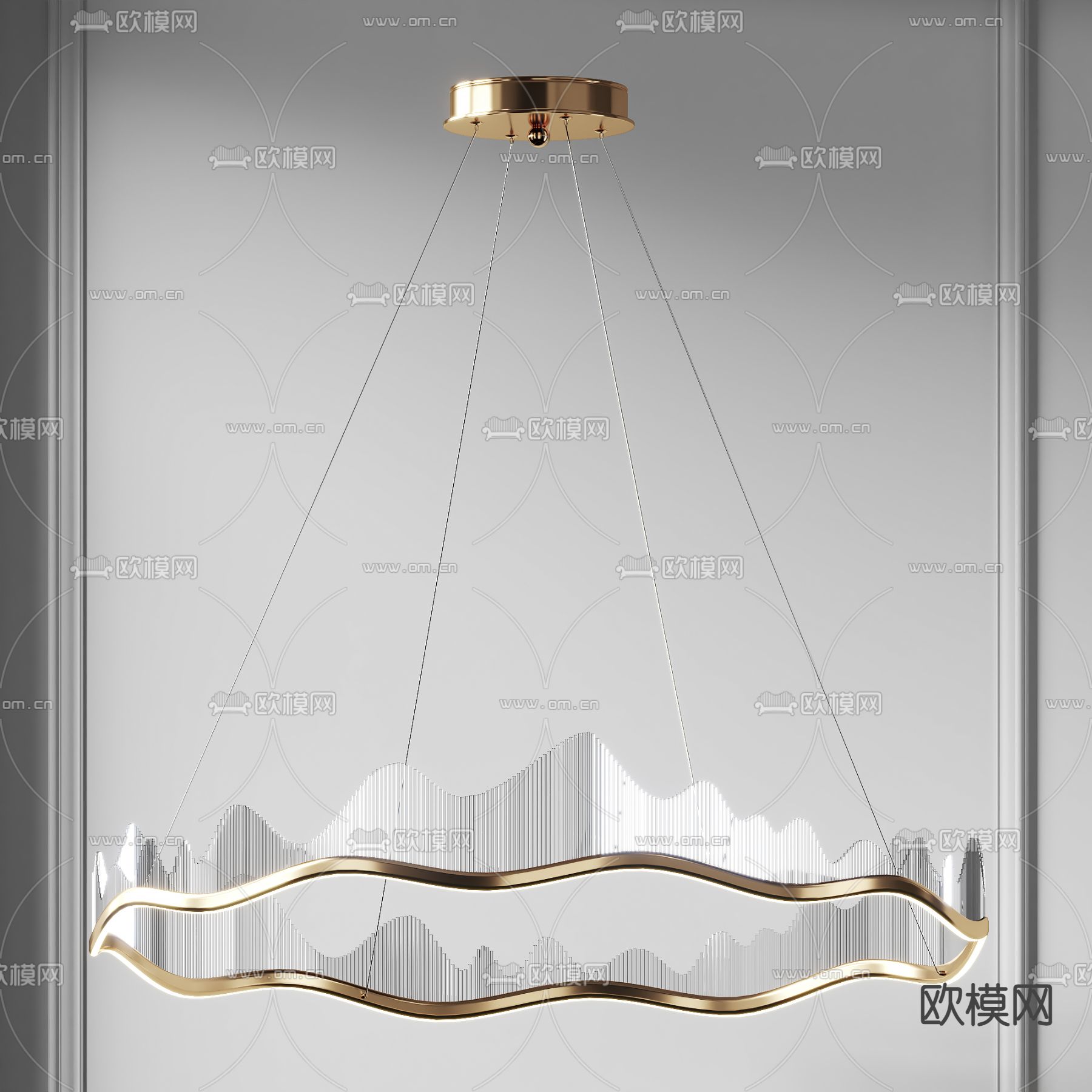 新中式轻奢吊灯su模型下载（渲染图1）
