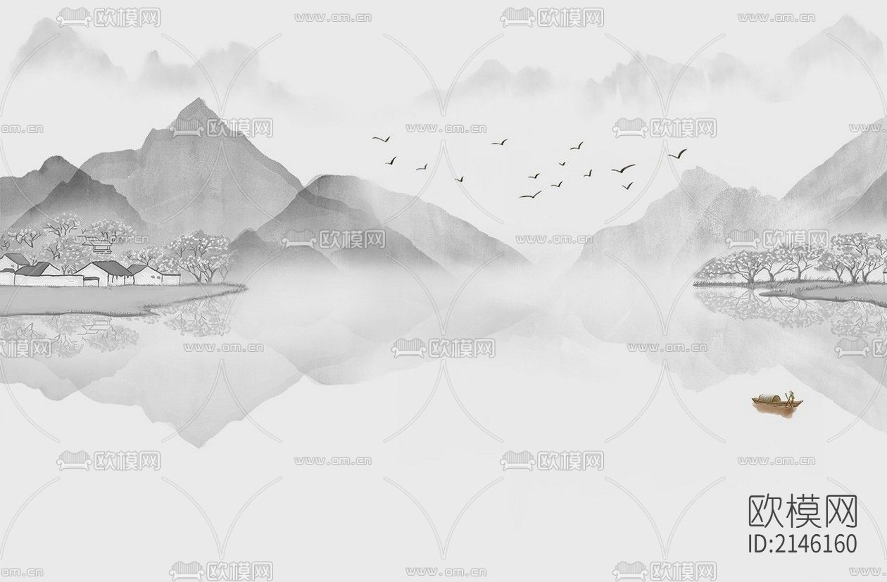 山水壁纸贴图下载（渲染图5）