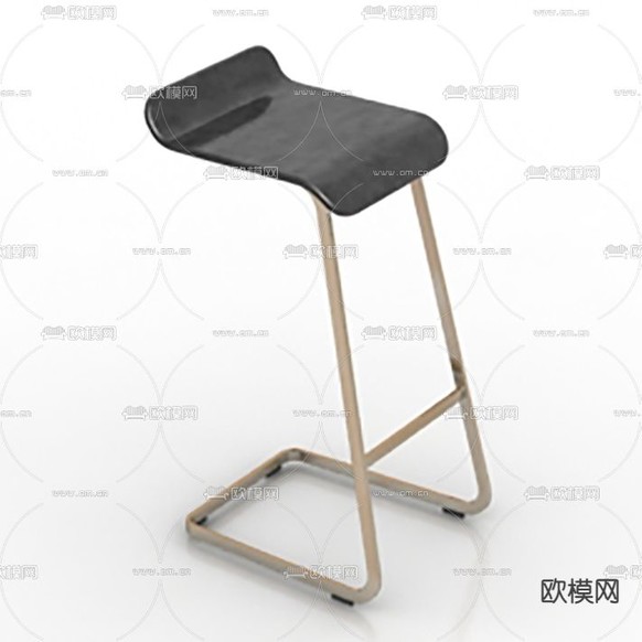 现代极简金属塑料吧台椅免费3d模型下载