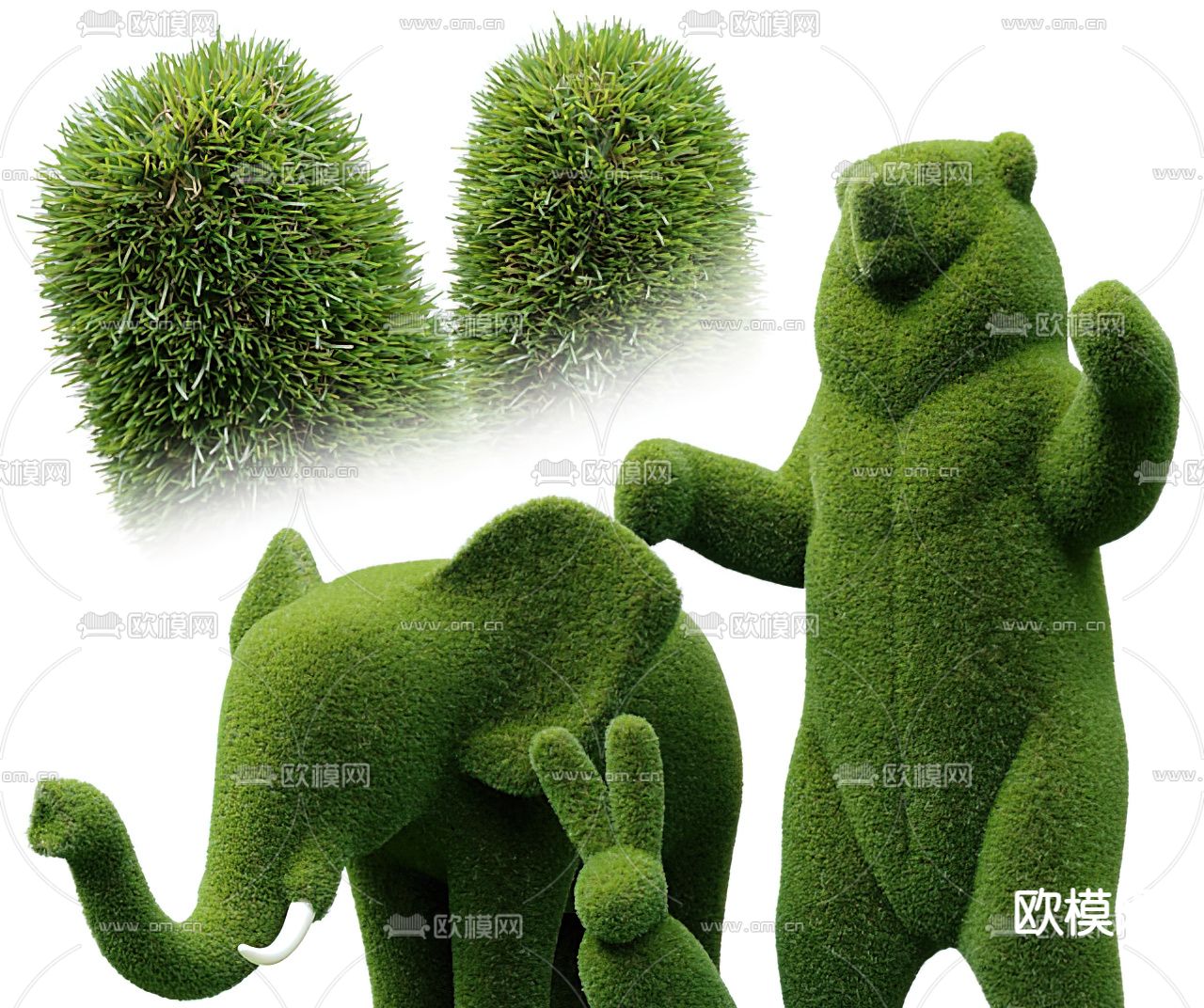 大象兔子熊造型灌木绿植园艺小品3d模型下载