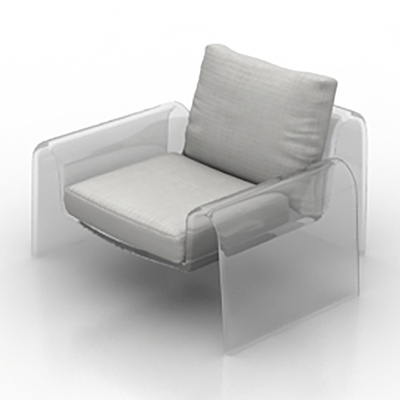 简约透明亚克力板布艺单人沙发