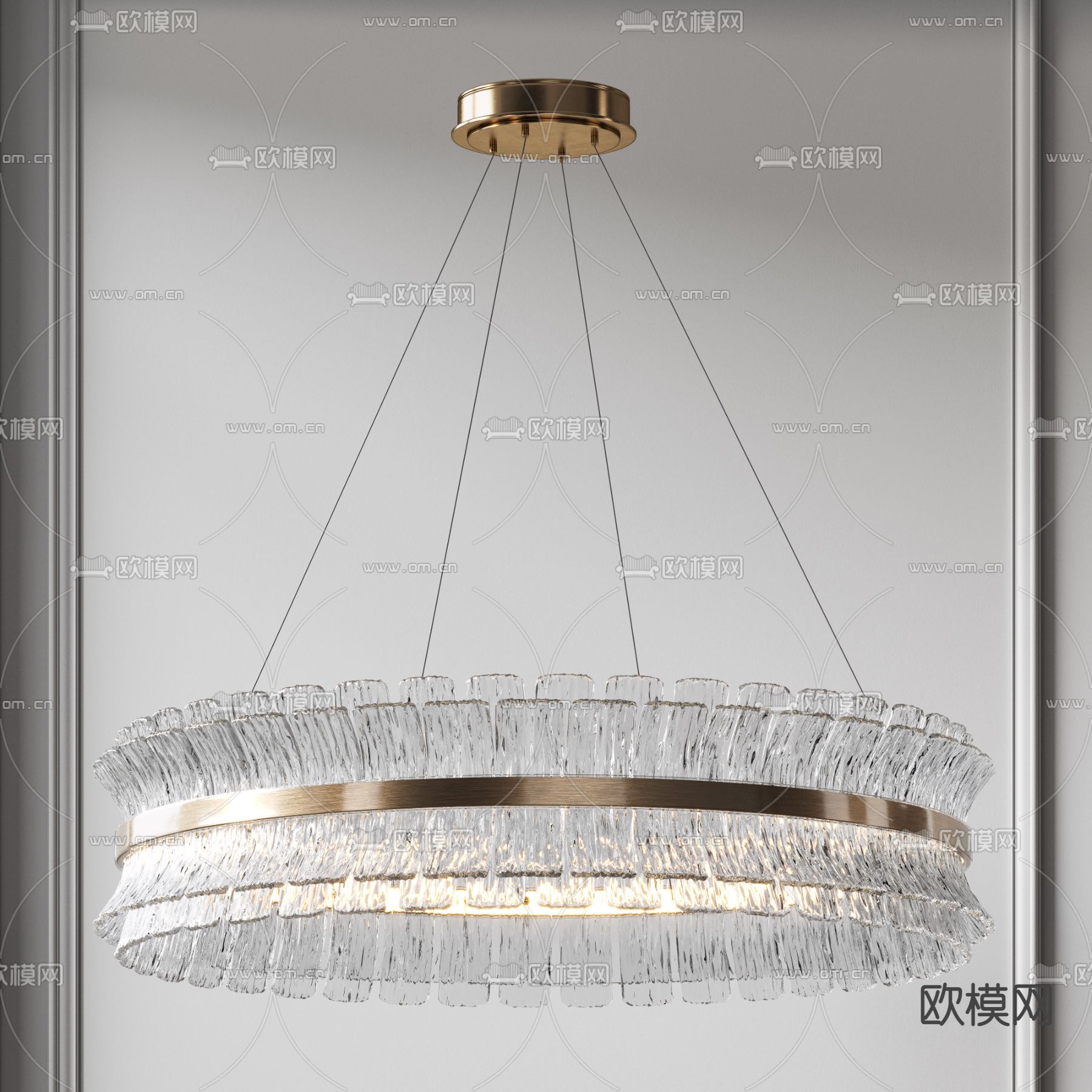 现代轻奢双层环形水晶吊灯3d模型下载