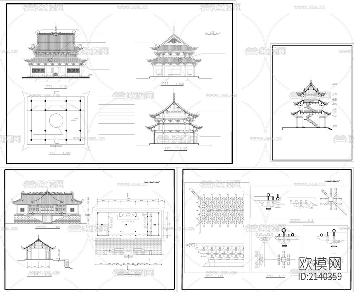 古建筑cad施工图下载(渲染图1)