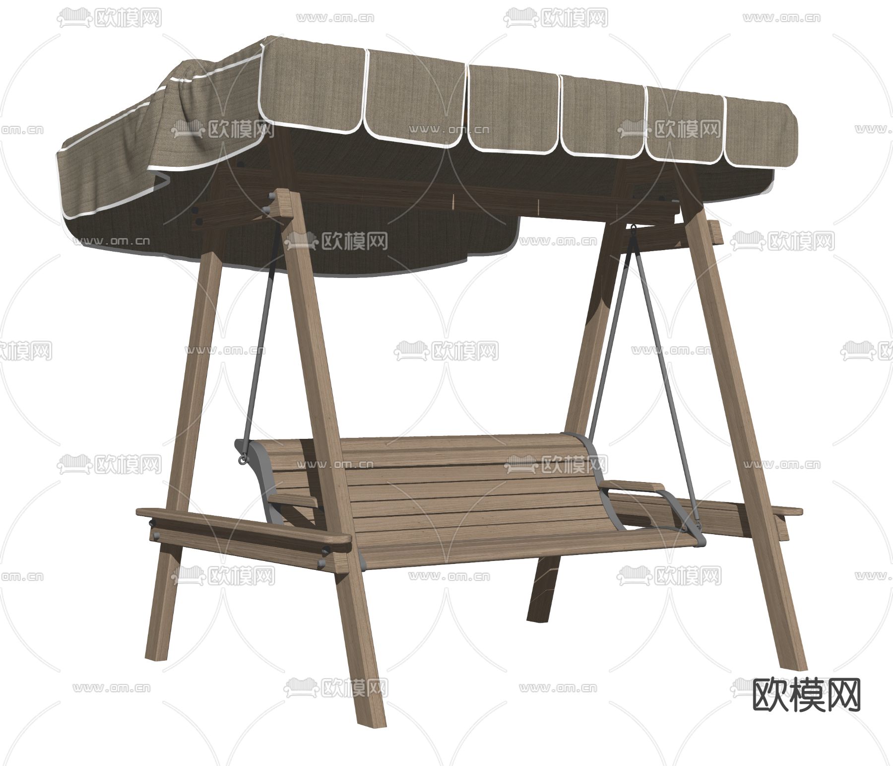 现代秋千吊椅su模型下载（渲染图2）