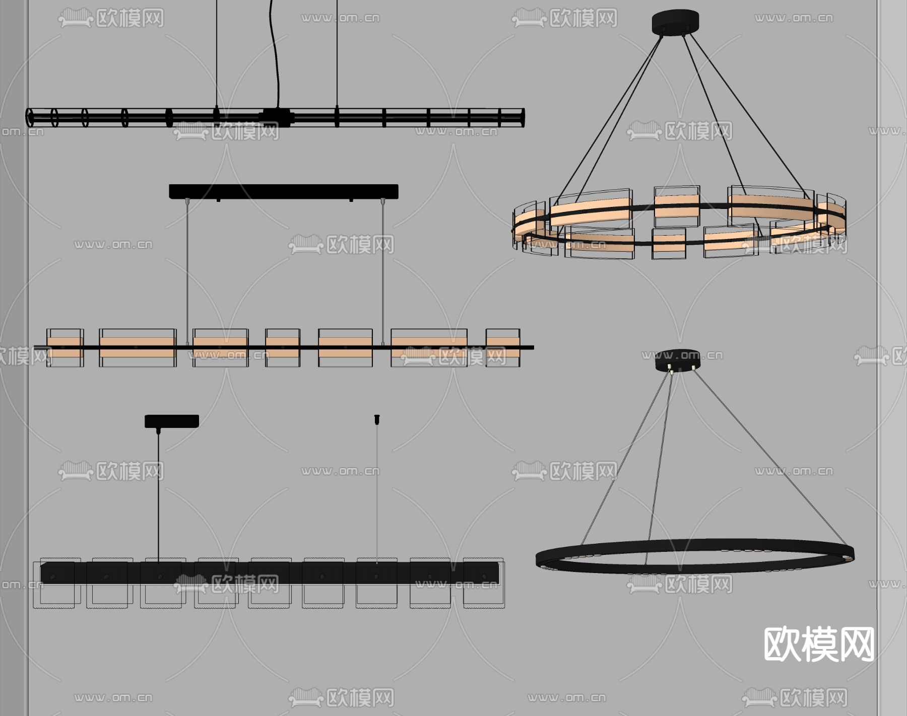 现代轻奢吊灯su模型下载（渲染图2）
