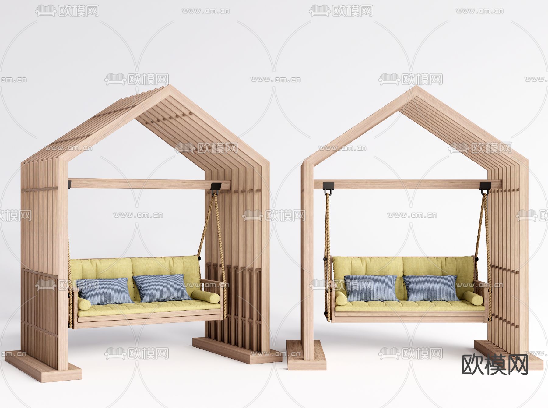 现代秋千吊椅su模型下载（渲染图1）