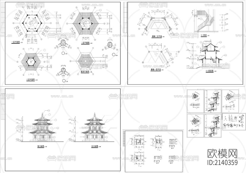 古建筑cad施工图下载(渲染图6)