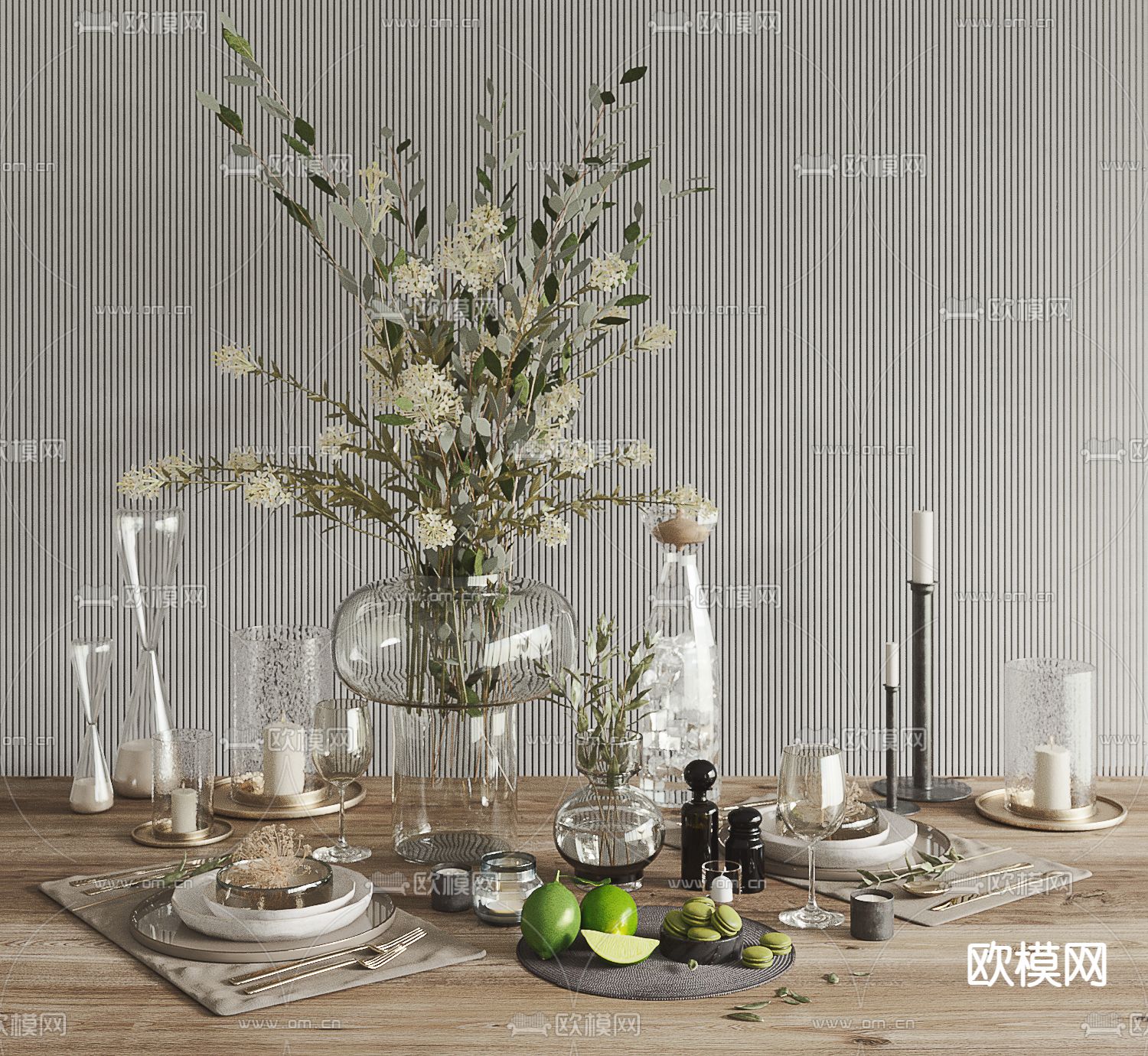 北欧玻璃花瓶餐具3d模型下载