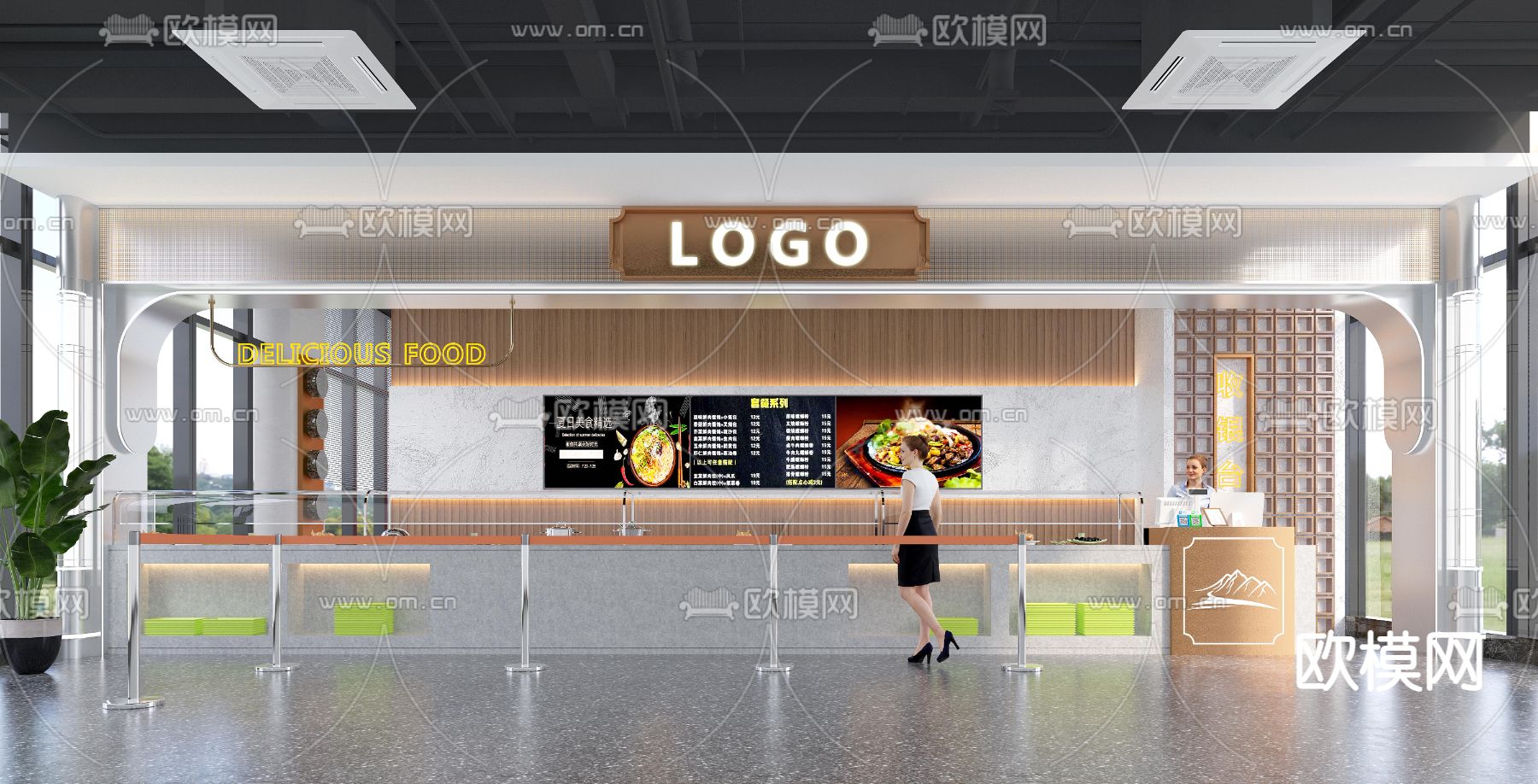 现代餐饮店3d模型下载