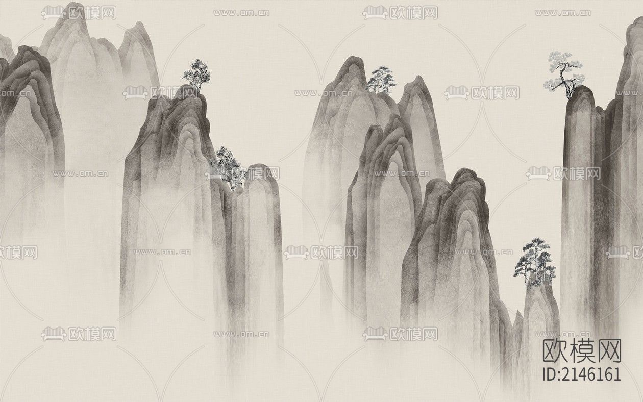 山水壁纸贴图下载（渲染图9）