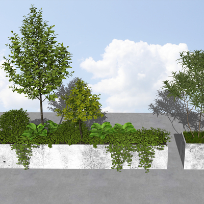  现代植物花坛su模型 