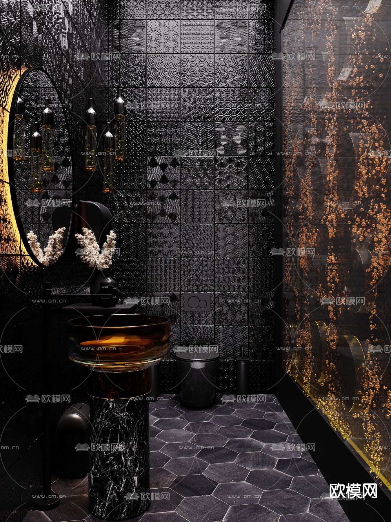 后现代高级灰酒店卫生间3d模型下载