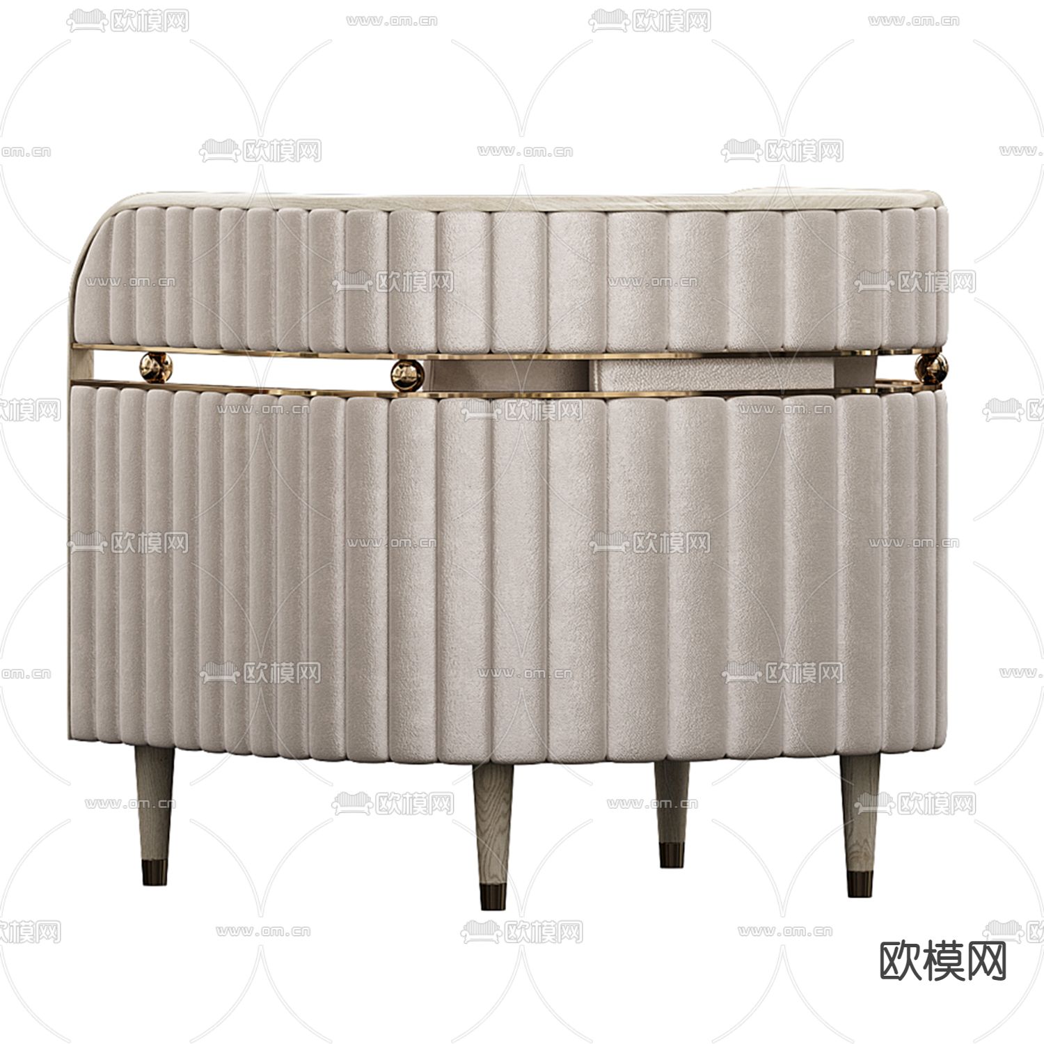 现代轻奢白色皮革休闲沙发3d模型下载（渲染图2）