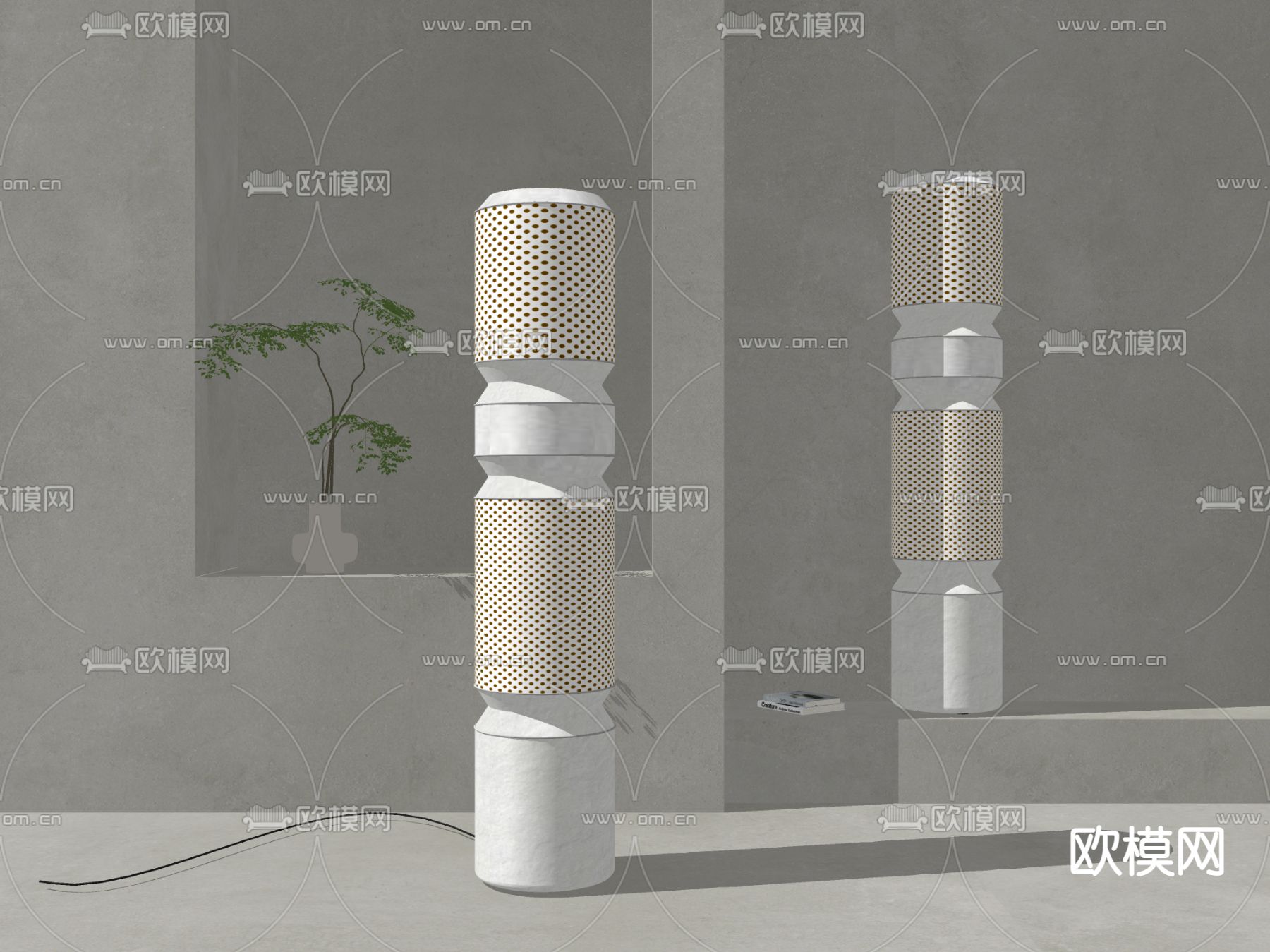 侘寂风落地灯su模型下载（渲染图2）
