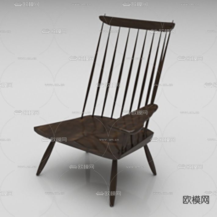 北欧简约实木烤漆休闲椅免费3d模型下载_ID11981722_3dmax免费模型-欧模网