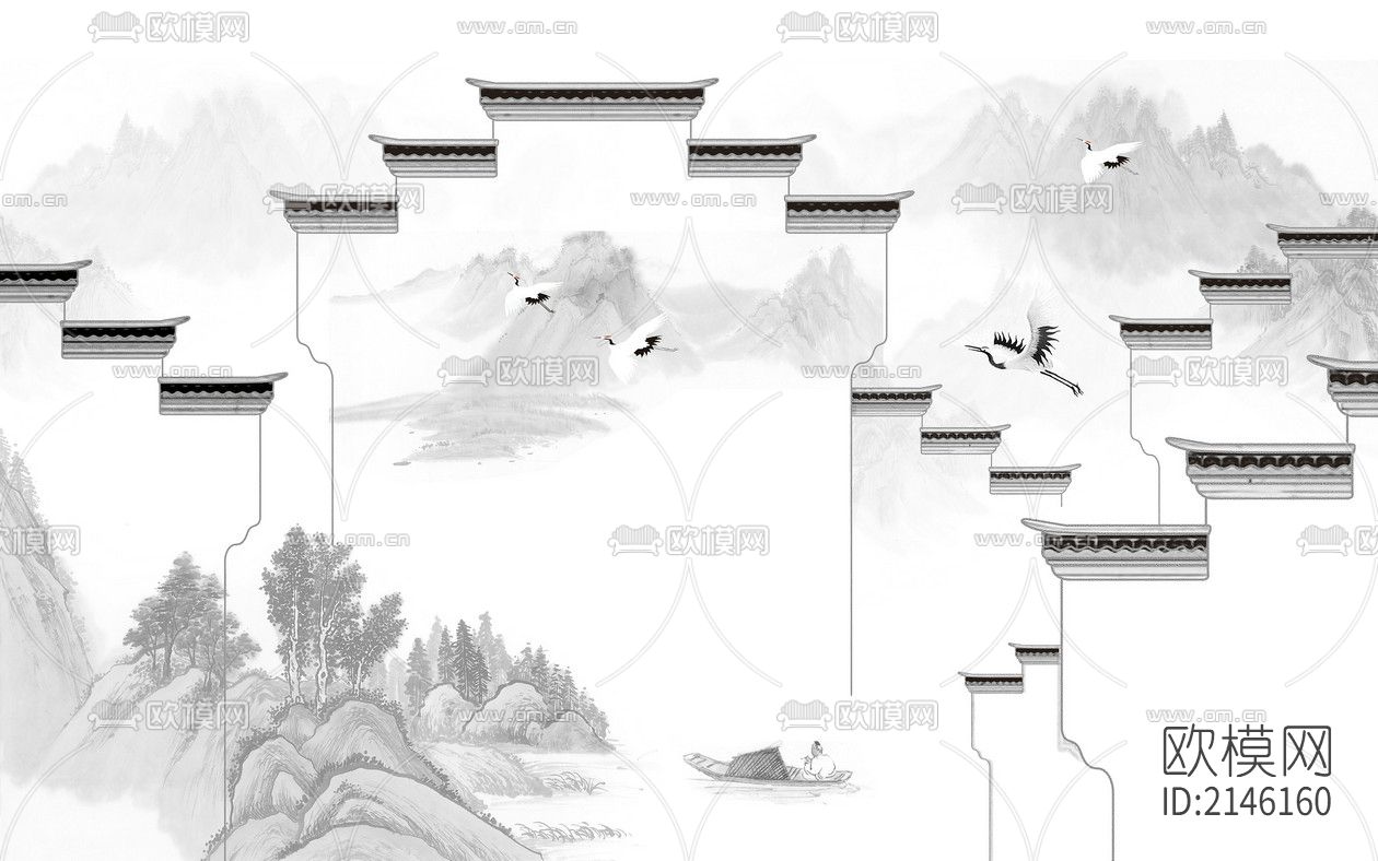 山水壁纸贴图下载（渲染图10）