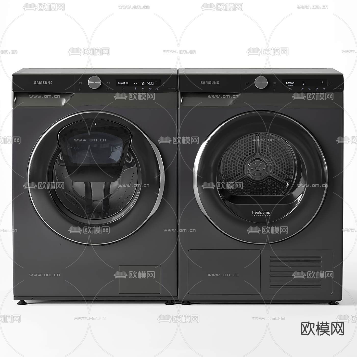 滚筒洗衣机3d模型下载（渲染图2）