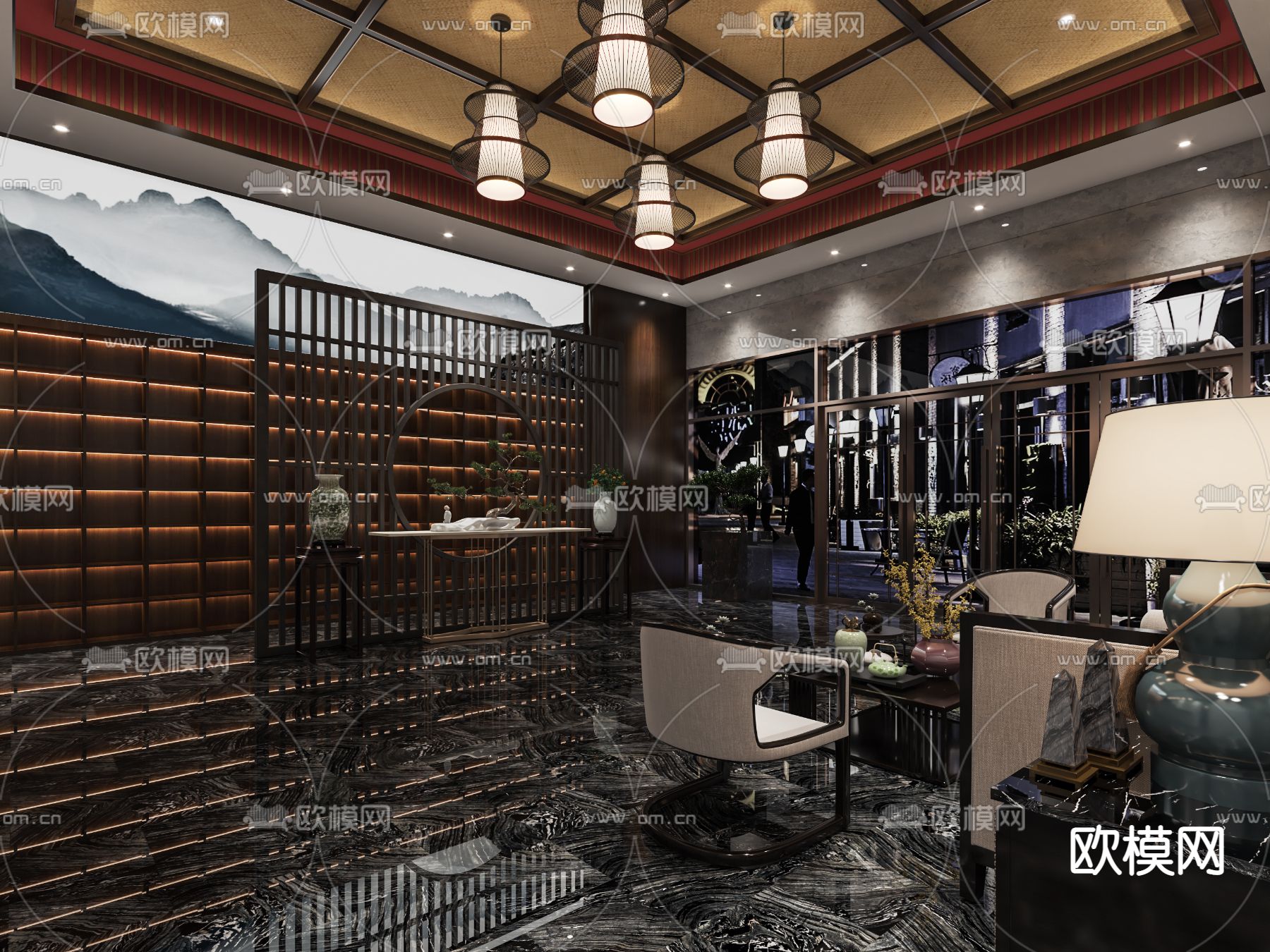 新中式SPA足浴店3d模型下载（渲染图8）