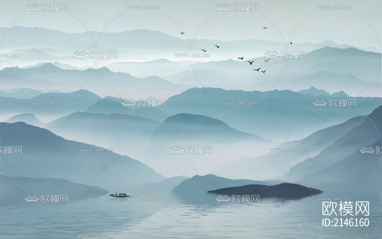 山水壁纸贴图下载（渲染图1）