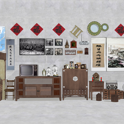  中式老物件老家具su模型 