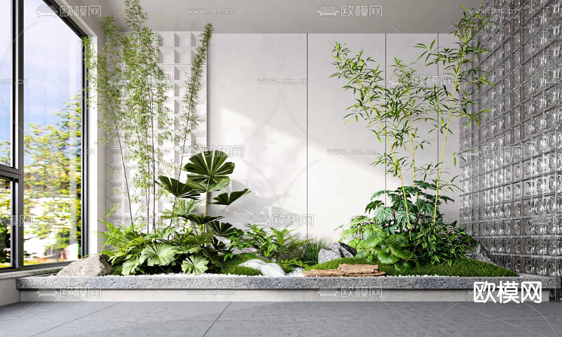 室内竹子假石景观小品3d模型下载