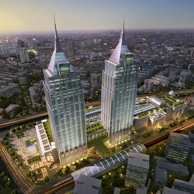  现代酒店鸟瞰su模型 