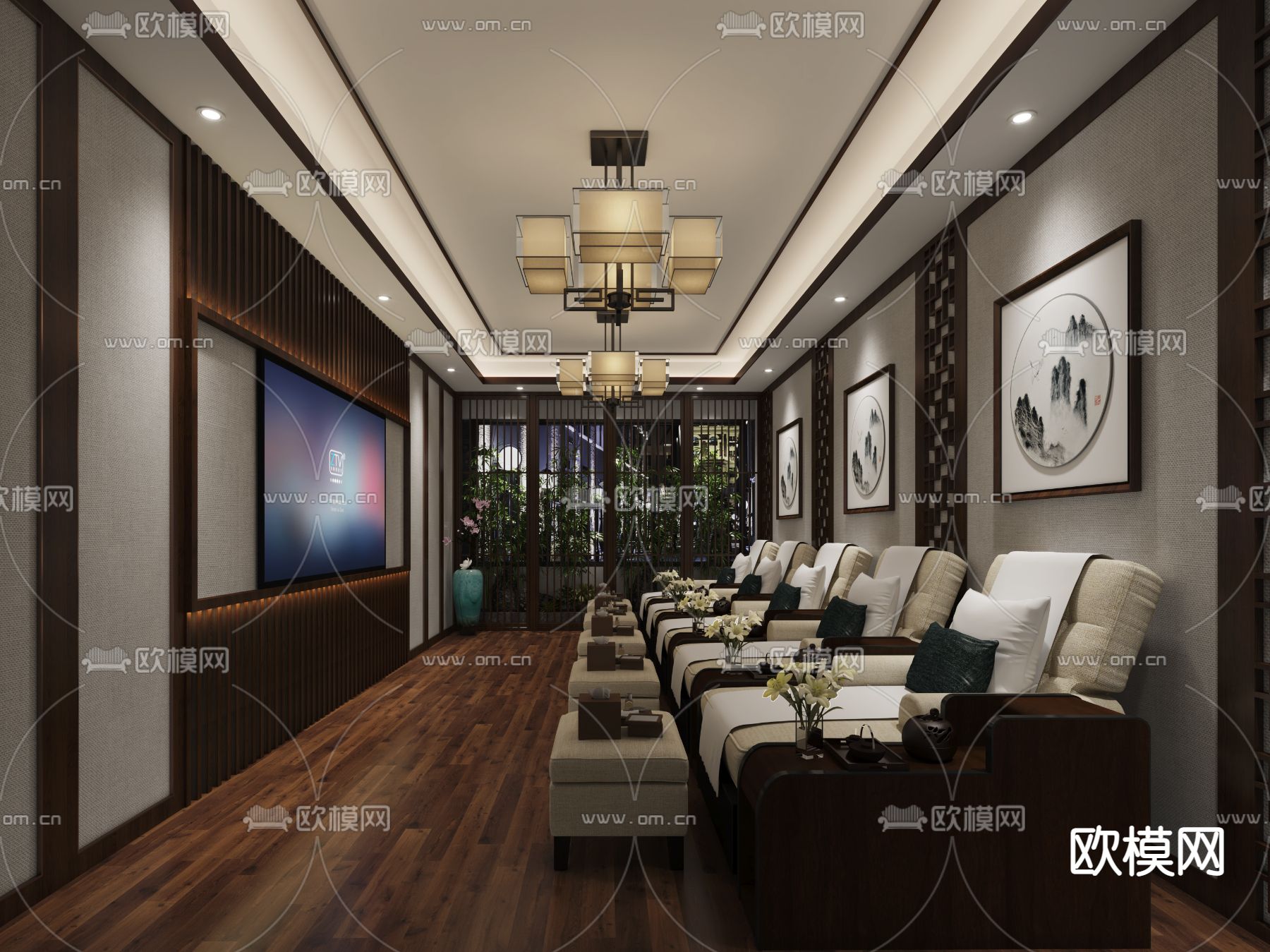 新中式SPA足浴店3d模型下载（渲染图3）