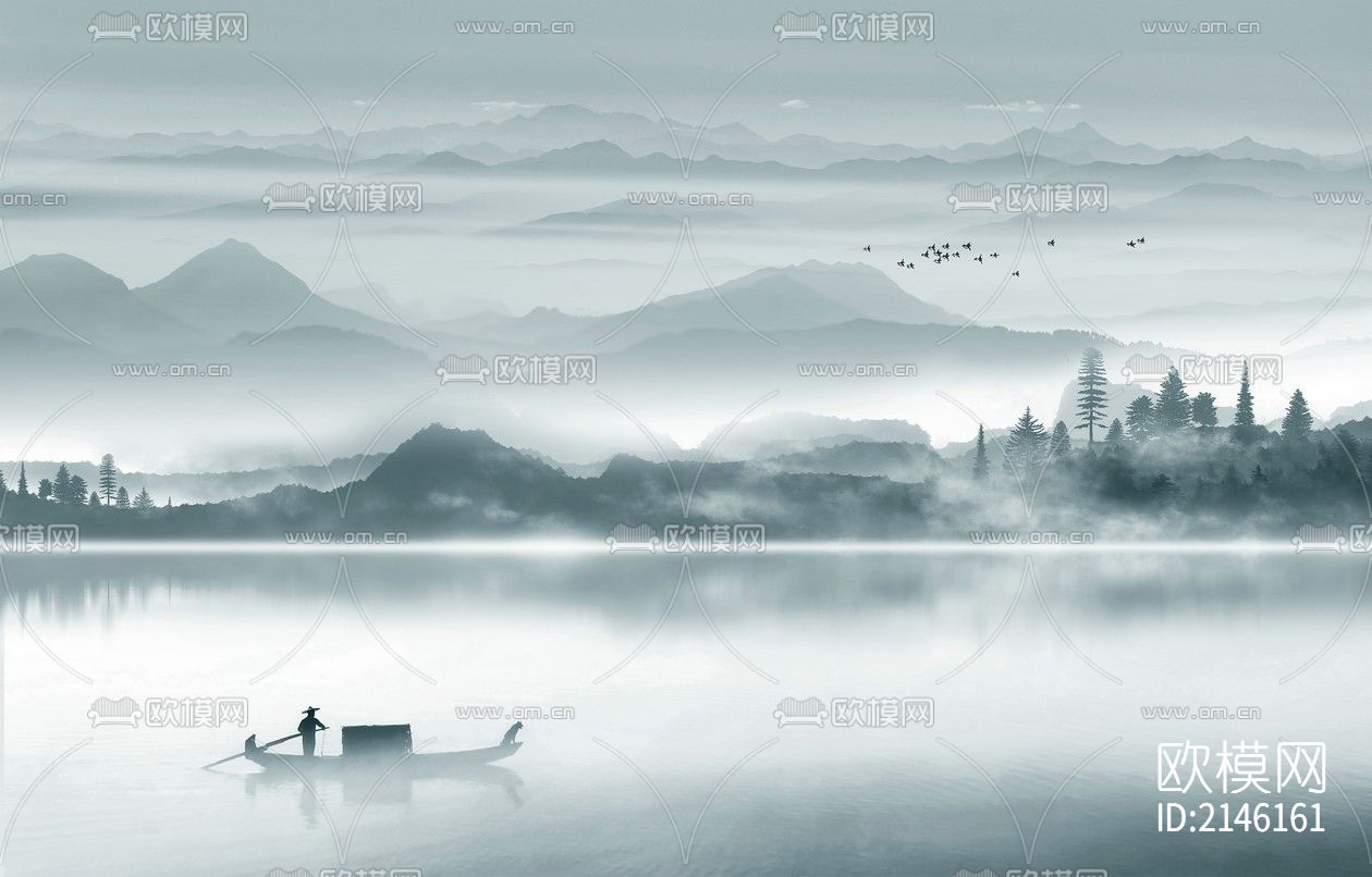 山水壁纸贴图下载（渲染图1）