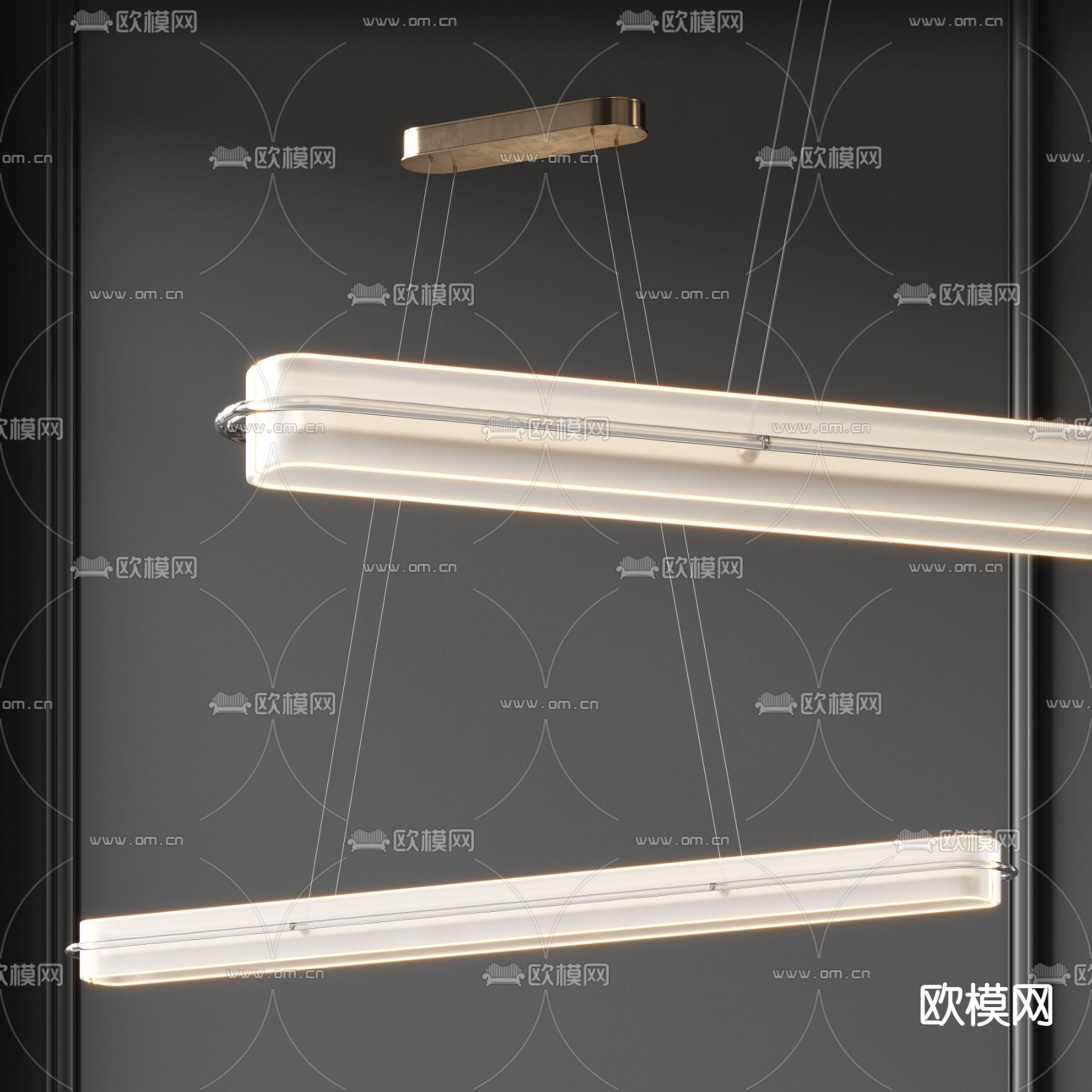 现代轻奢条形吊灯3d模型下载