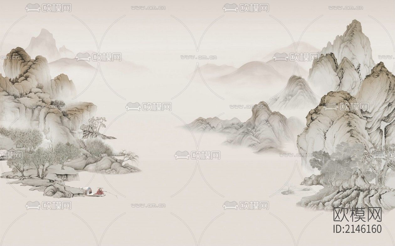 山水壁纸贴图下载（渲染图8）