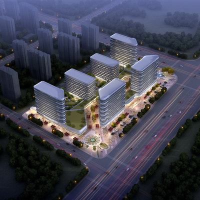  现代商业住宅鸟瞰su模型 