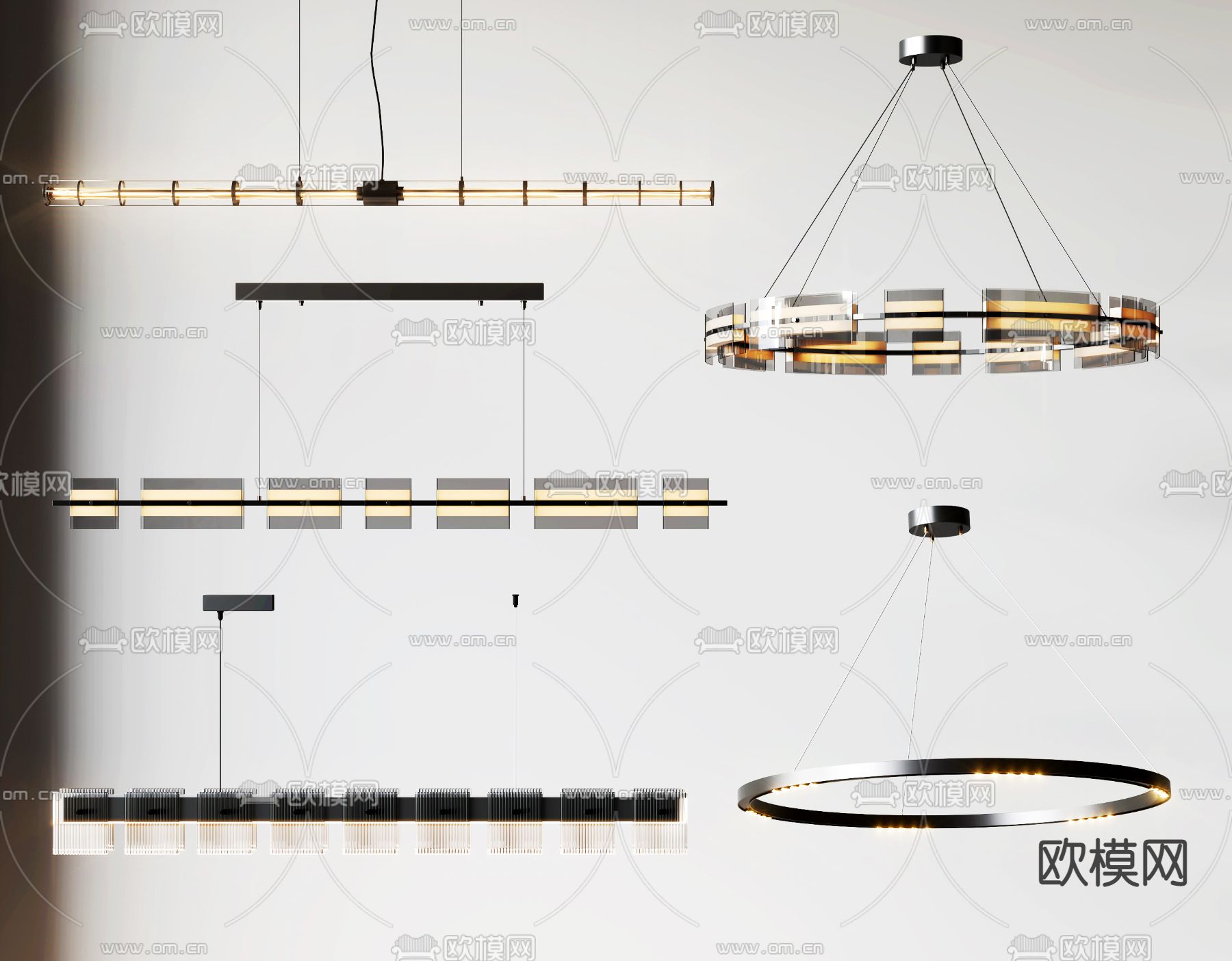 现代轻奢吊灯su模型下载（渲染图1）