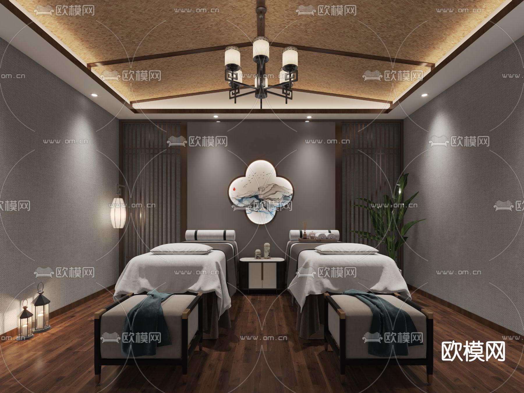 新中式SPA足浴店3d模型下载（渲染图2）