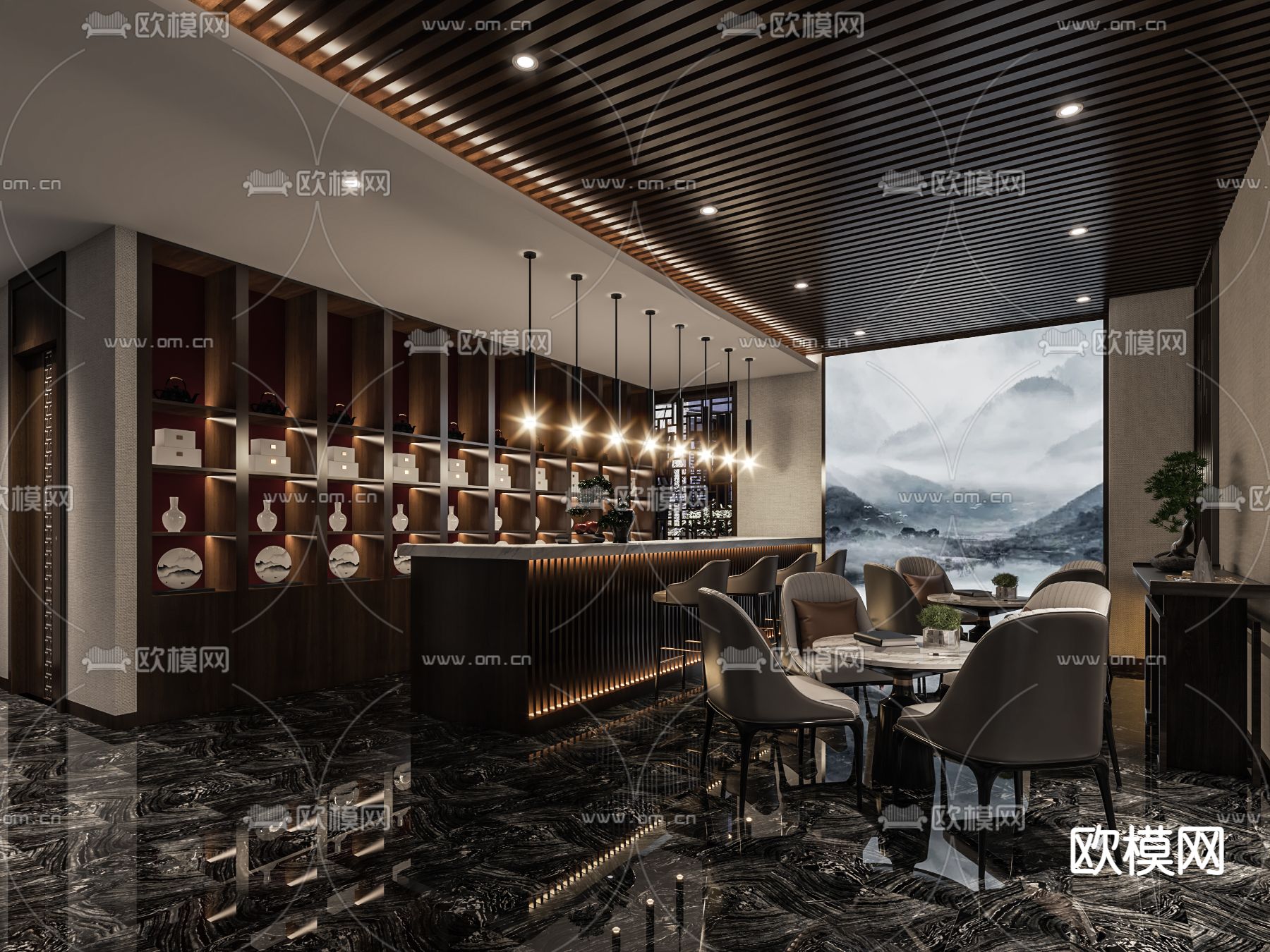 新中式SPA足浴店3d模型下载（渲染图7）