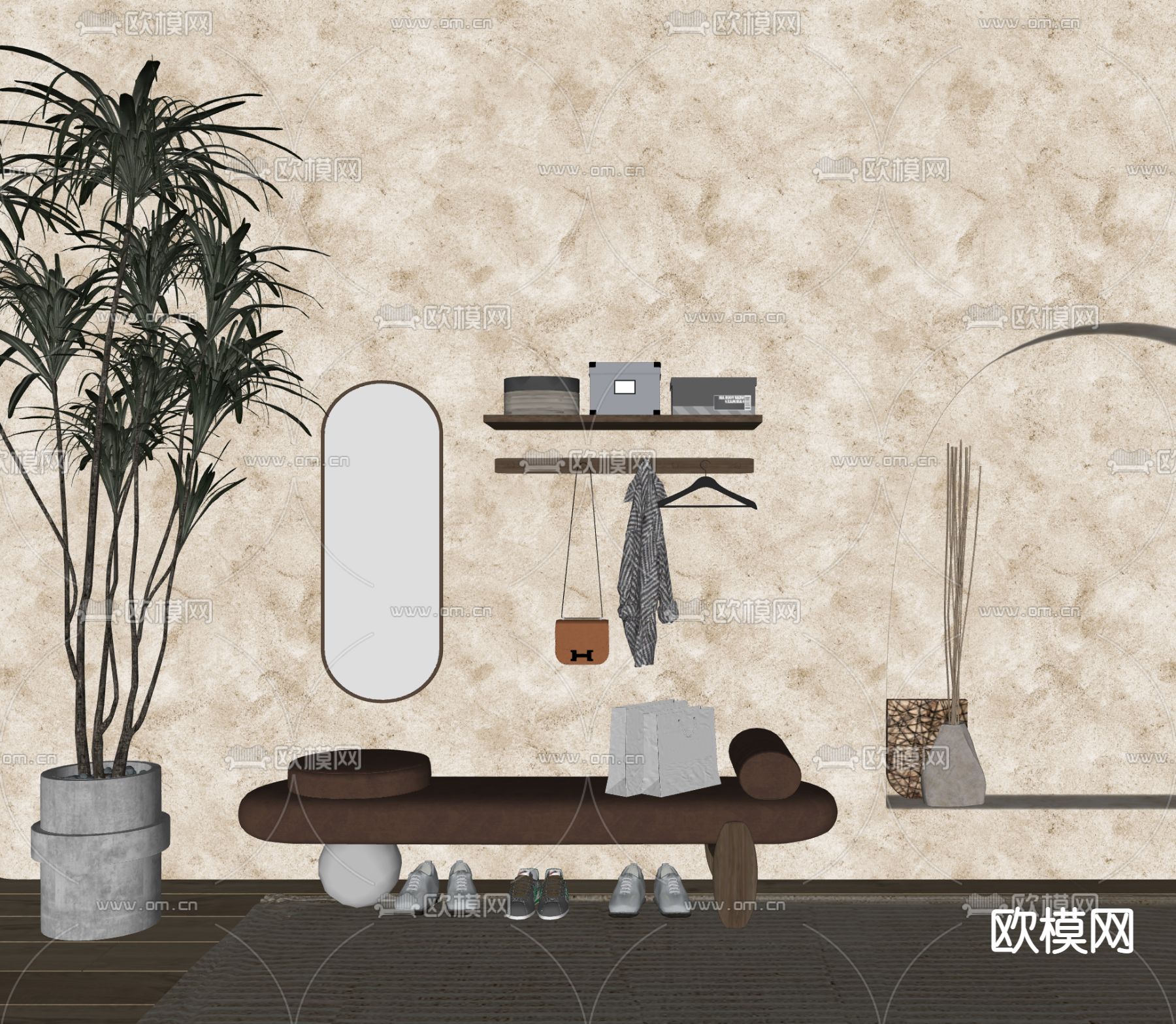 现代换鞋凳脚踏su模型