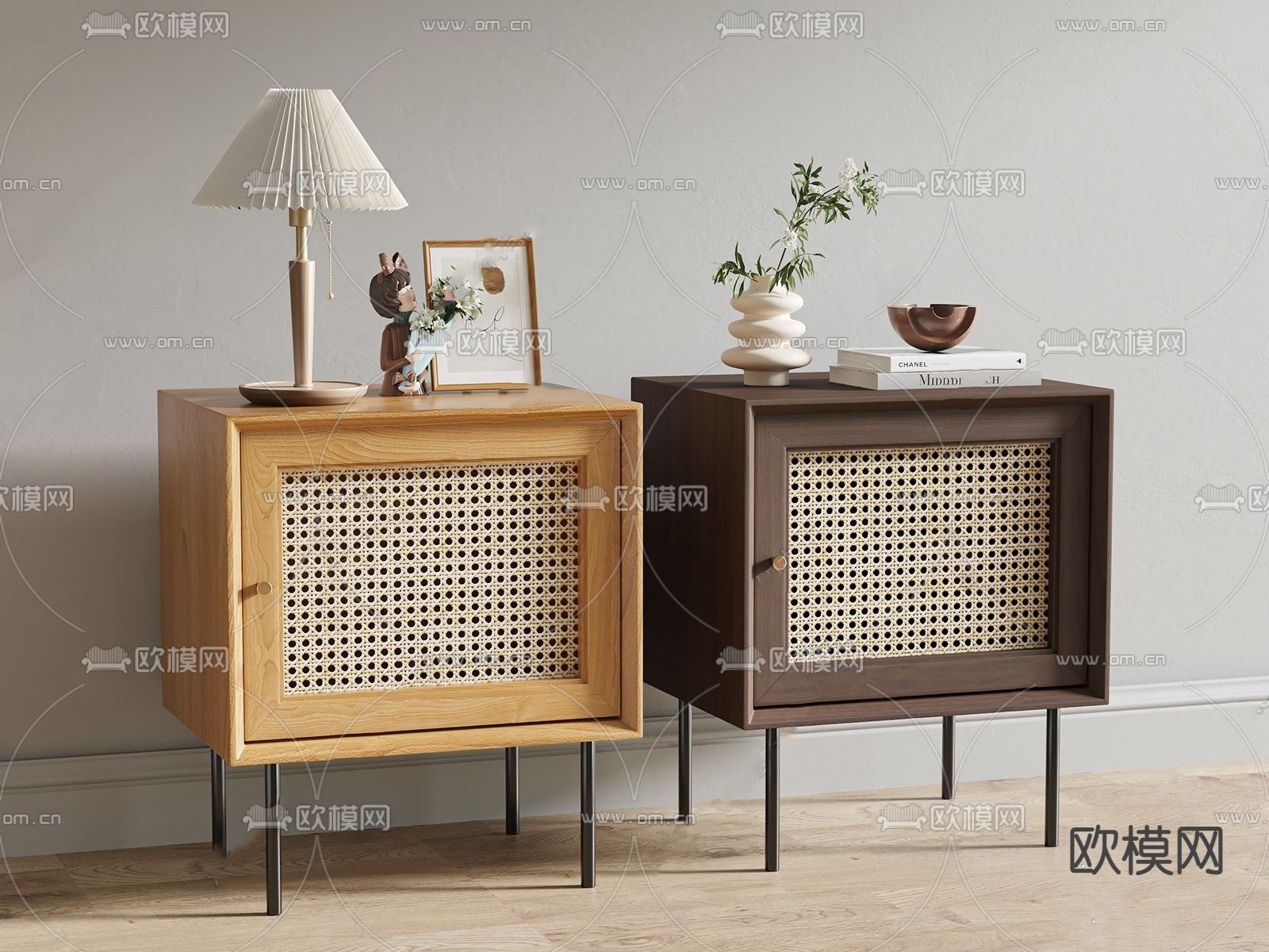 北欧床头柜su模型下载