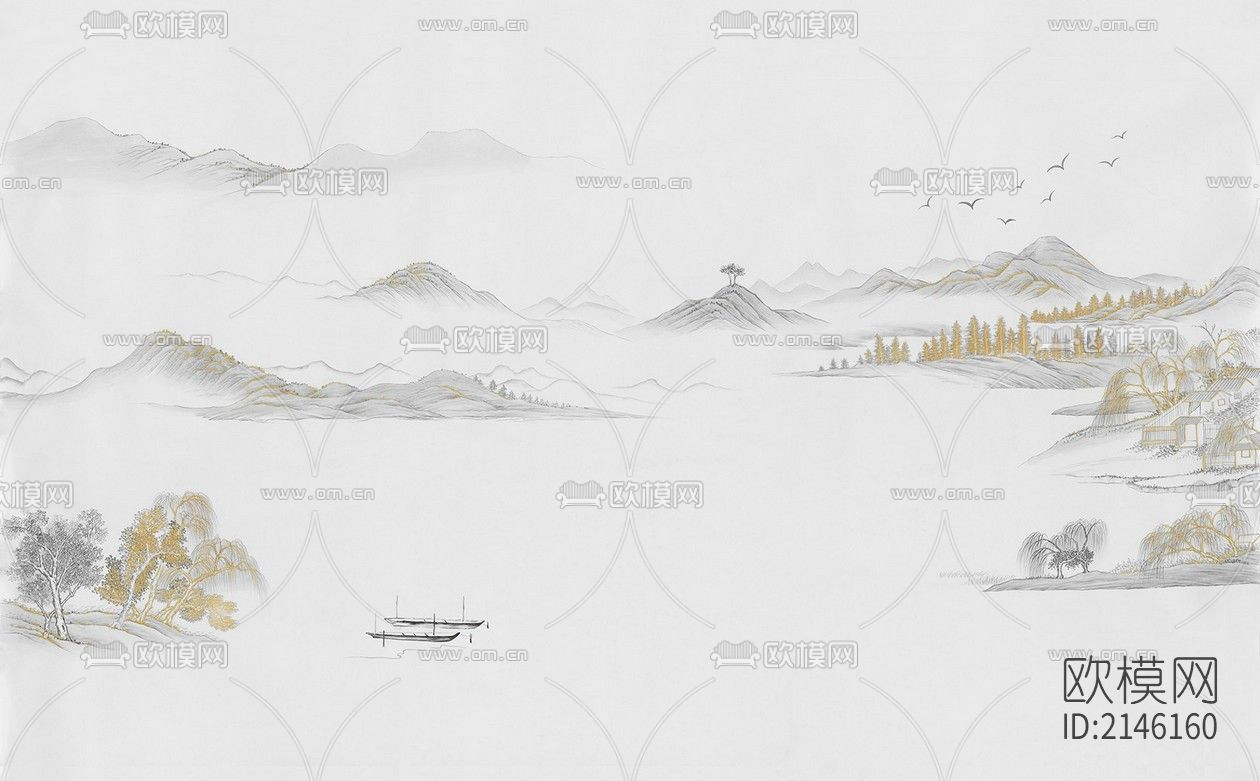 山水壁纸贴图下载（渲染图9）