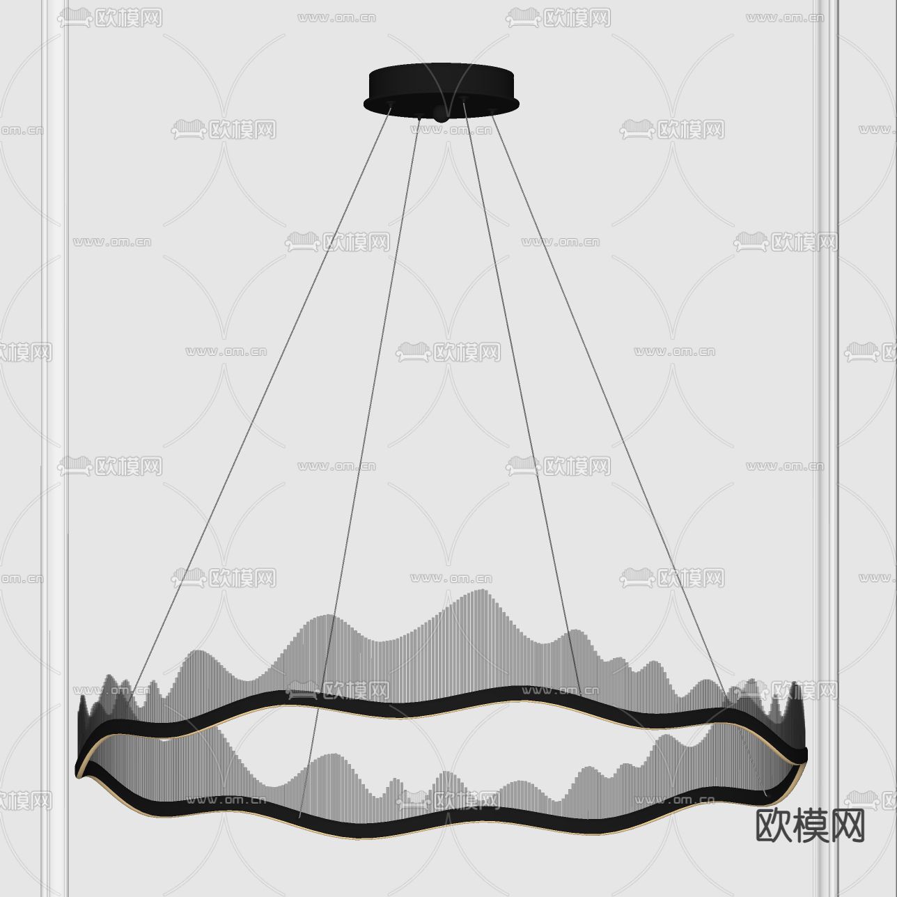 新中式轻奢吊灯su模型下载（渲染图2）