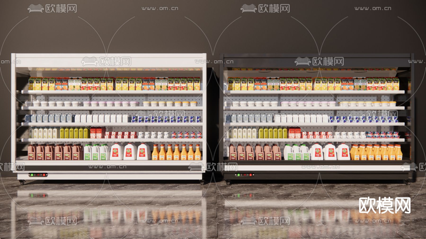现代超市风幕柜冷藏展示柜su模型