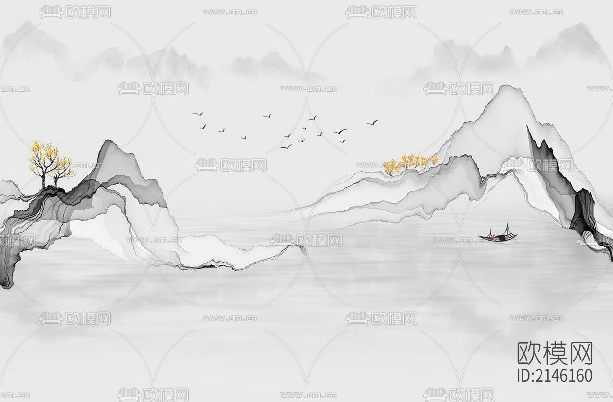 山水壁纸贴图下载（渲染图3）