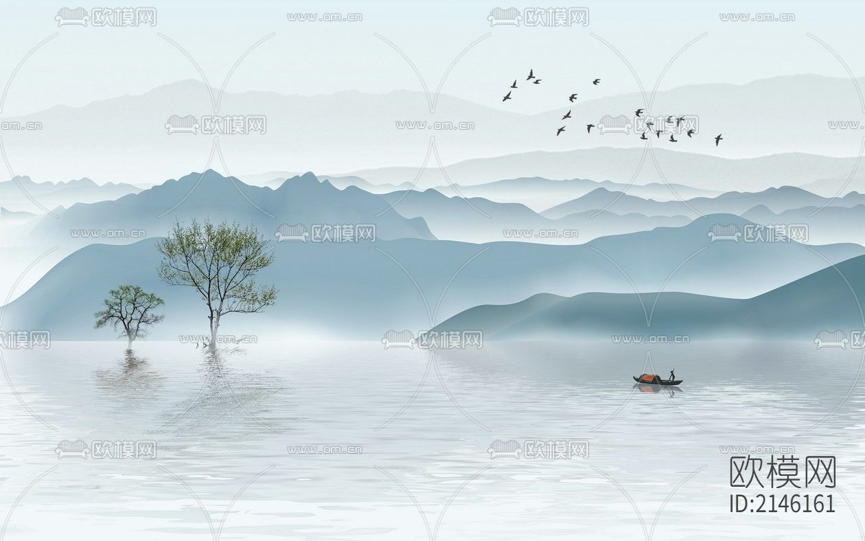 山水壁纸贴图下载（渲染图4）