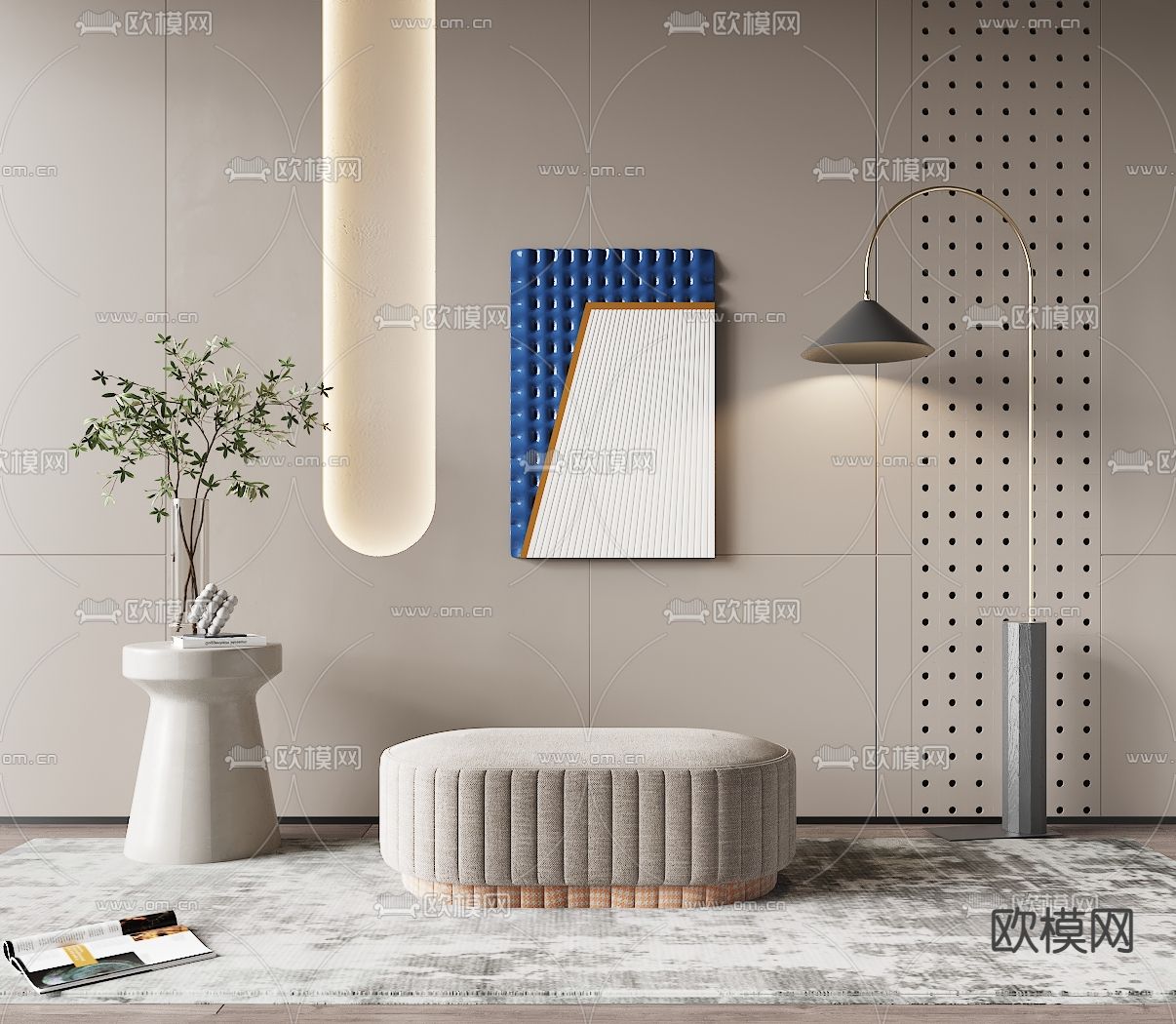 现代脚踏床尾凳换鞋凳3d模型下载