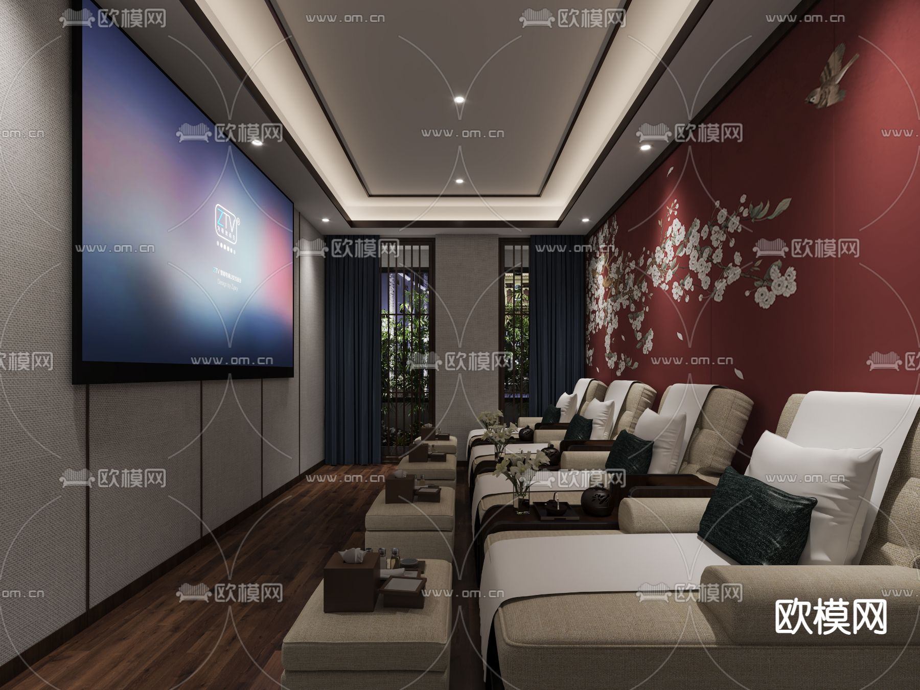 新中式SPA足浴店3d模型下载（渲染图4）