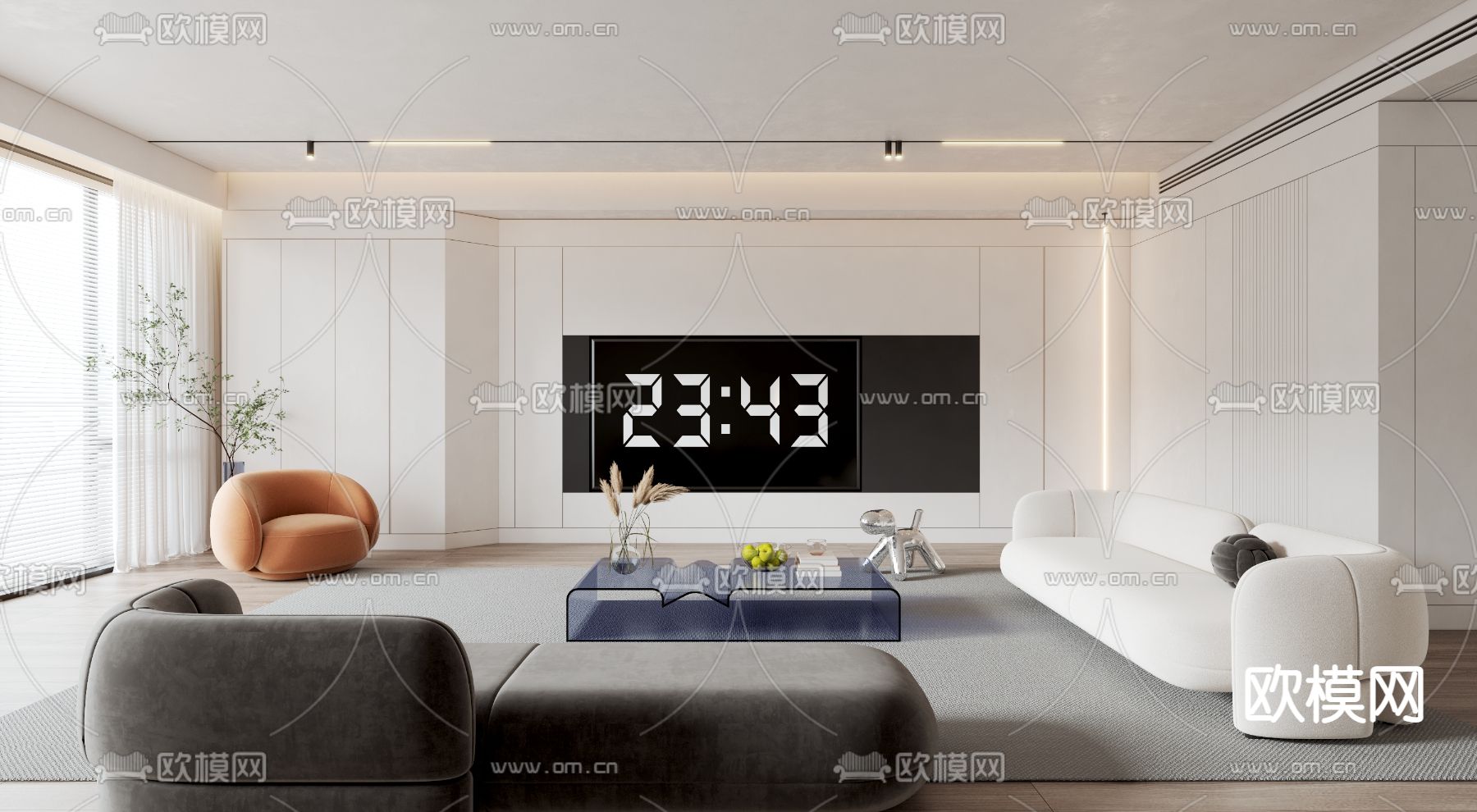 现代极简客厅3d模型