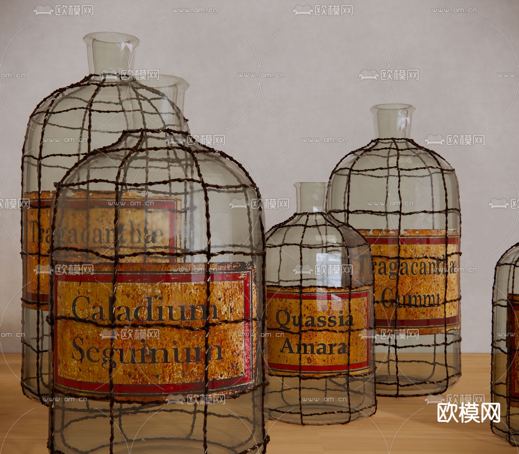 欧式复古玻璃罐摆件su模型下载（渲染图2）