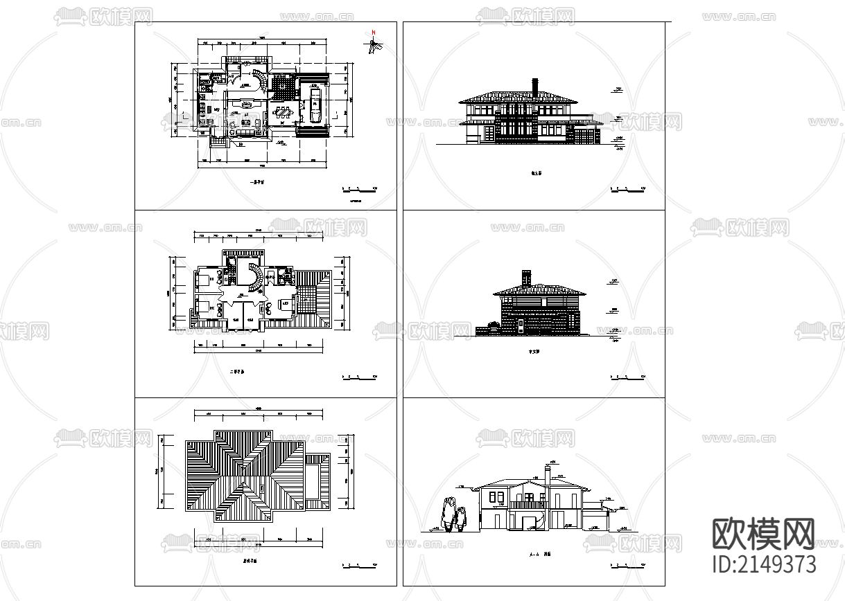 别墅cad施工图下载（渲染图3）