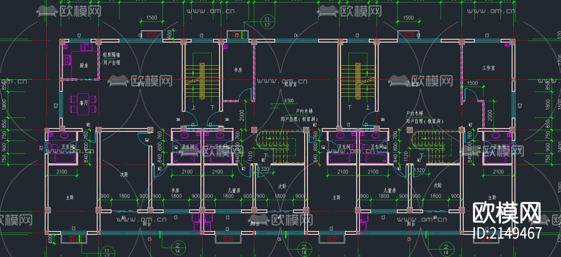 商住楼cad施工图下载（渲染图1）