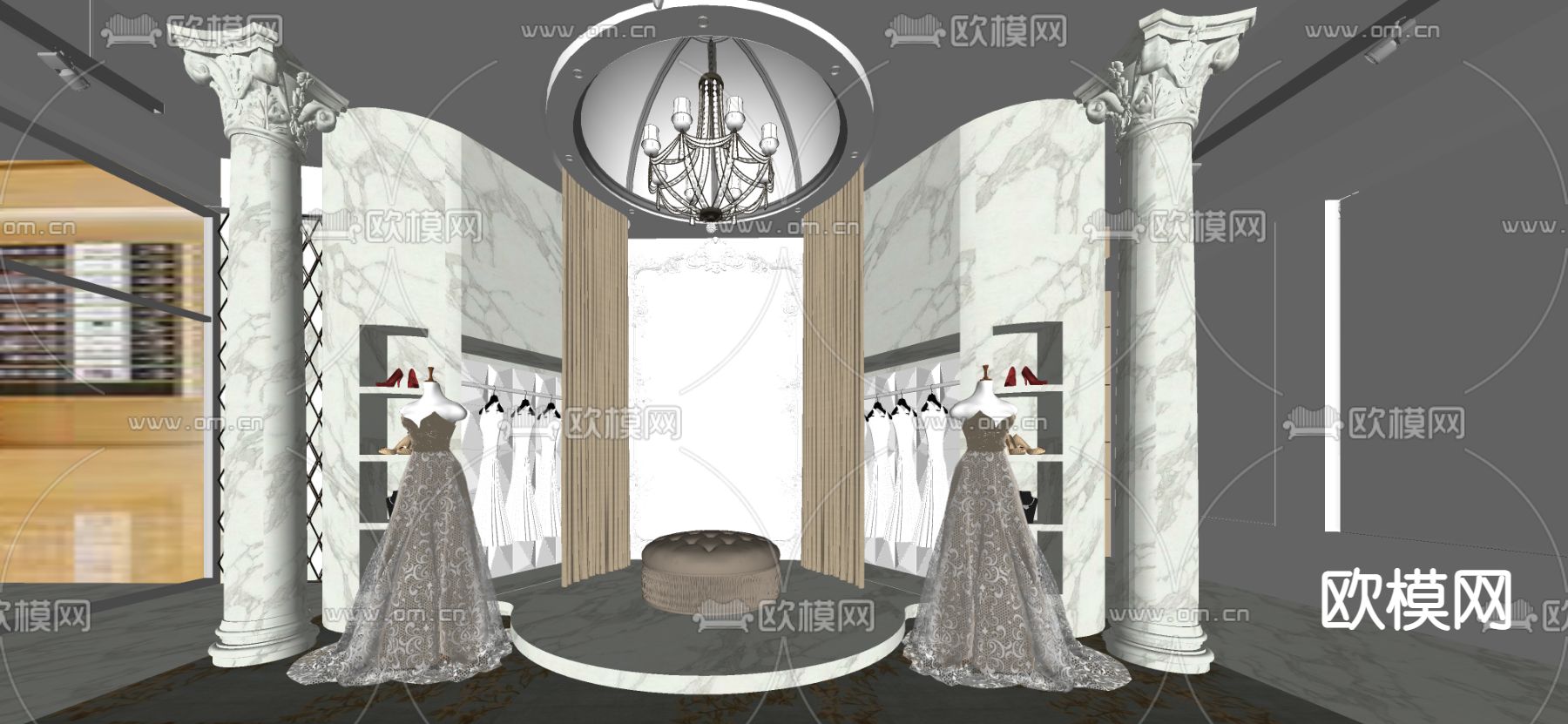 现代婚纱摄影店su模型