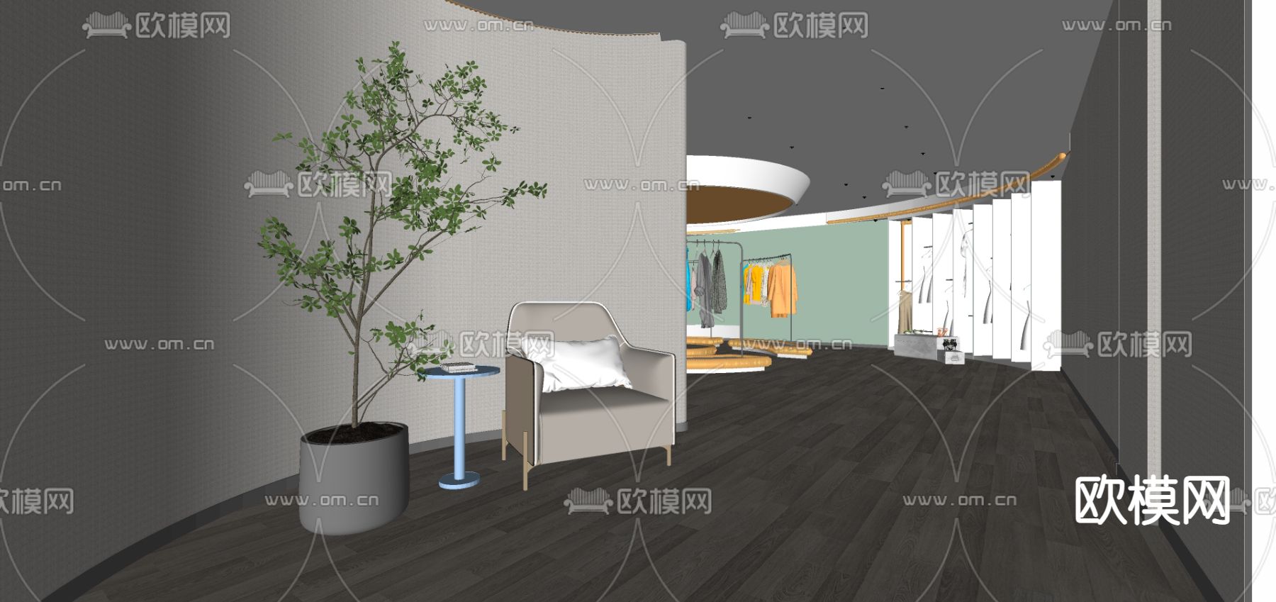 侘寂风服装店su模型下载（渲染图2）